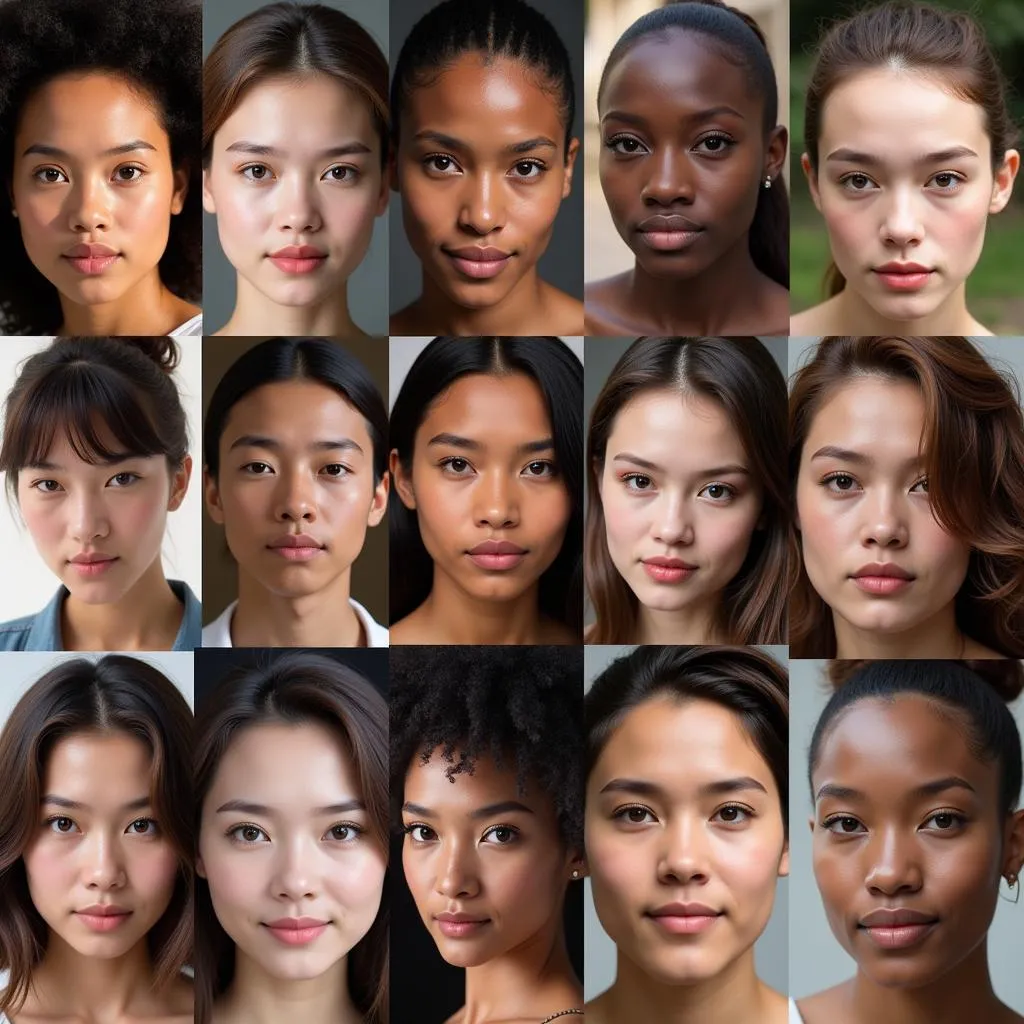 Collage showcasing diverse human faces