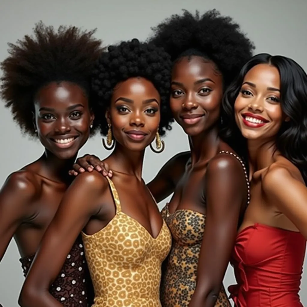 Group of iconic African American models striking a powerful pose