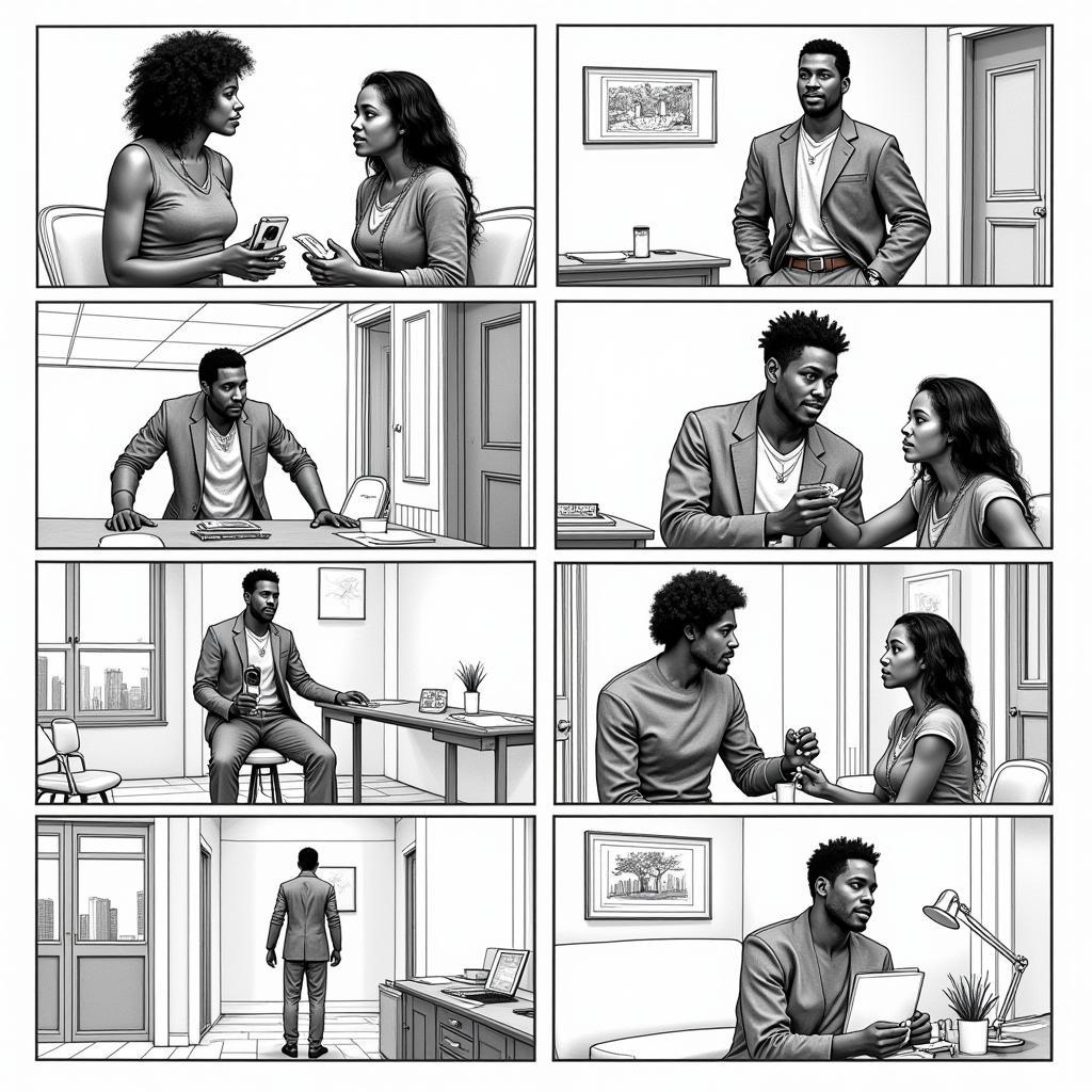 Iconic film scene storyboarded by African American artist