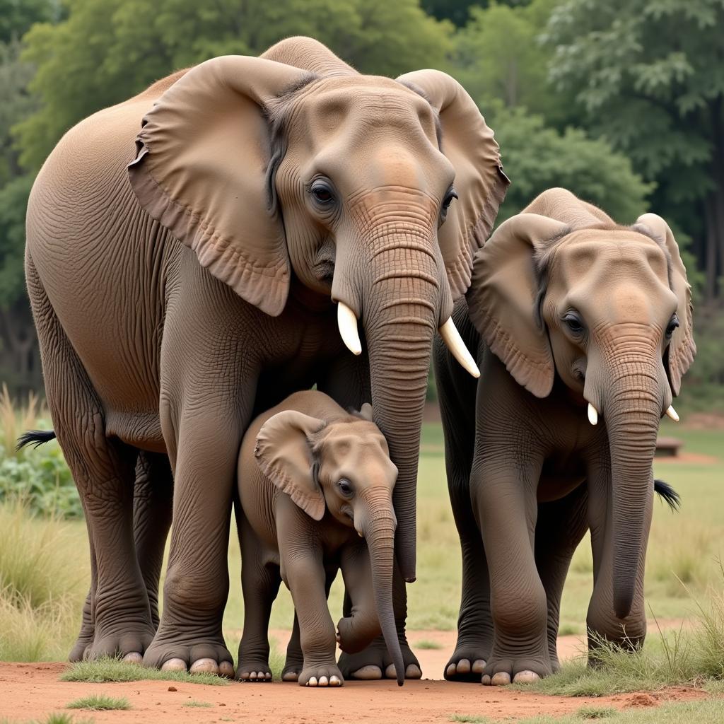 Indian Elephant Family Group