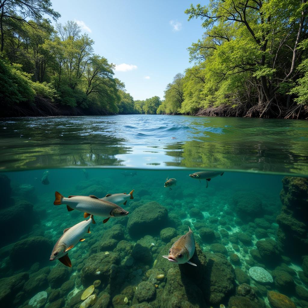 Diverse fish species in an Indian river ecosystem