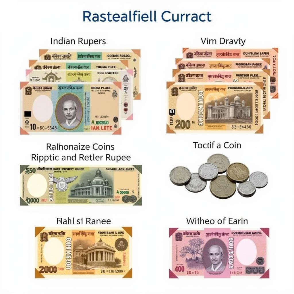 close up view of indian rupee banknotes and coins