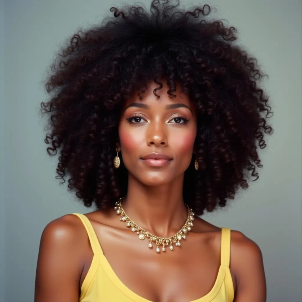 African American woman with a Jheri curl in the 1970s