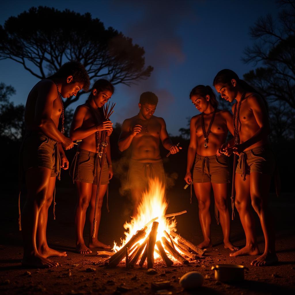 Kalahari hunters preparing for the hunt