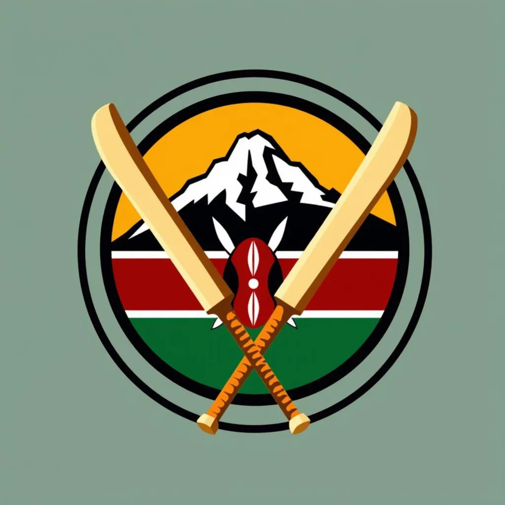 Kenyan Cricket Logo: Mount Kenya with crossed cricket bats