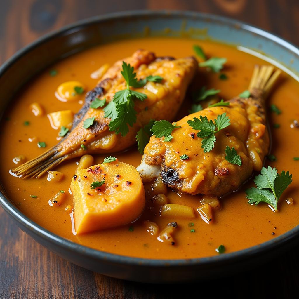 Kerala Fish Curry with African Mushi