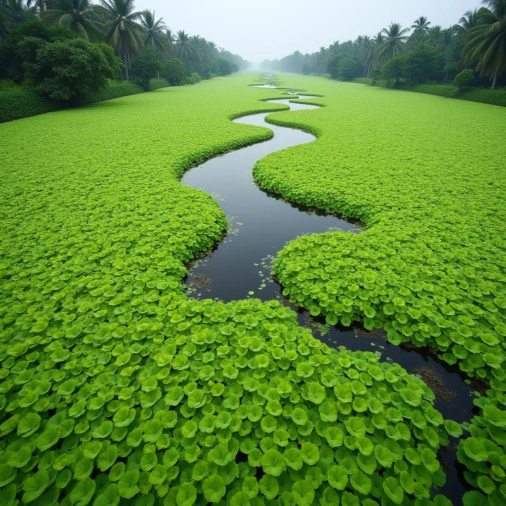 Kerala waterways choked with water lettuce