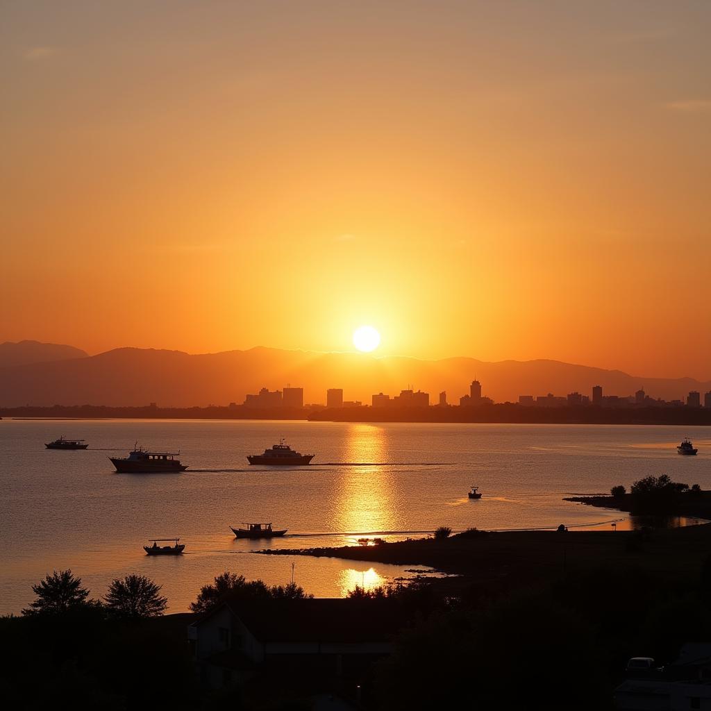 Sunset over Lake Victoria in Kisumu, Kenya