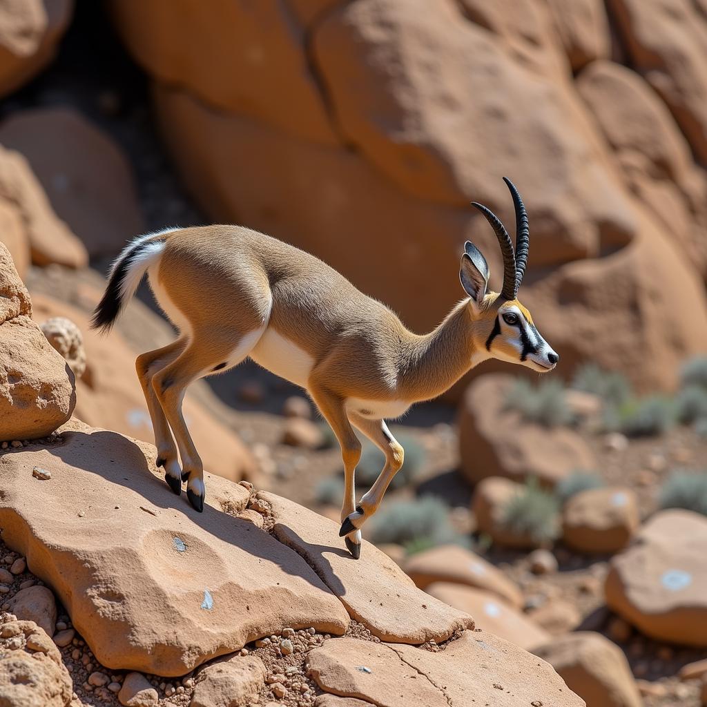  A klipspringer expertly navigating a rocky outcrop