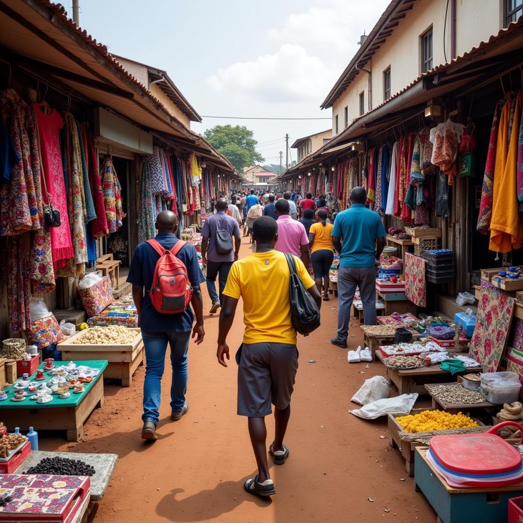 Bustling Kejetia Market in Kumasi, Ghana