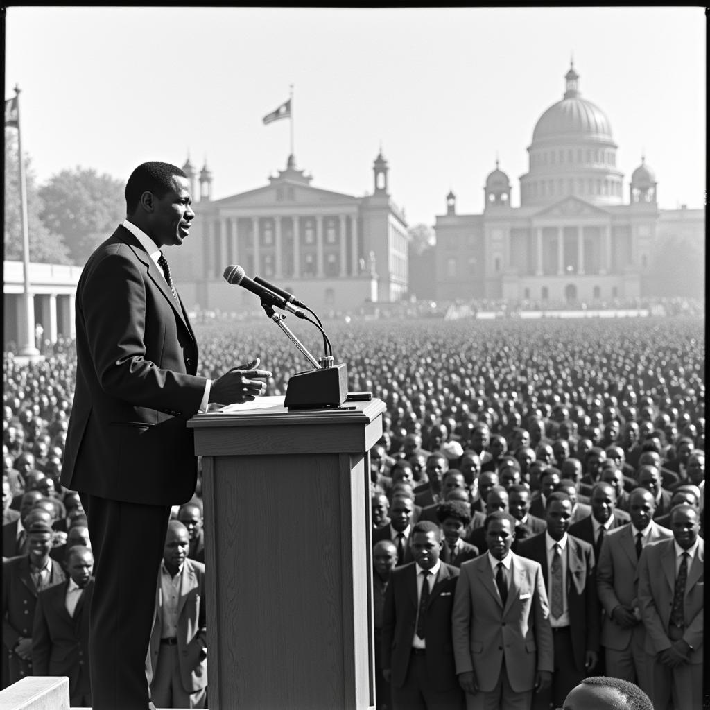 Kwame Nkrumah addressing a crowd