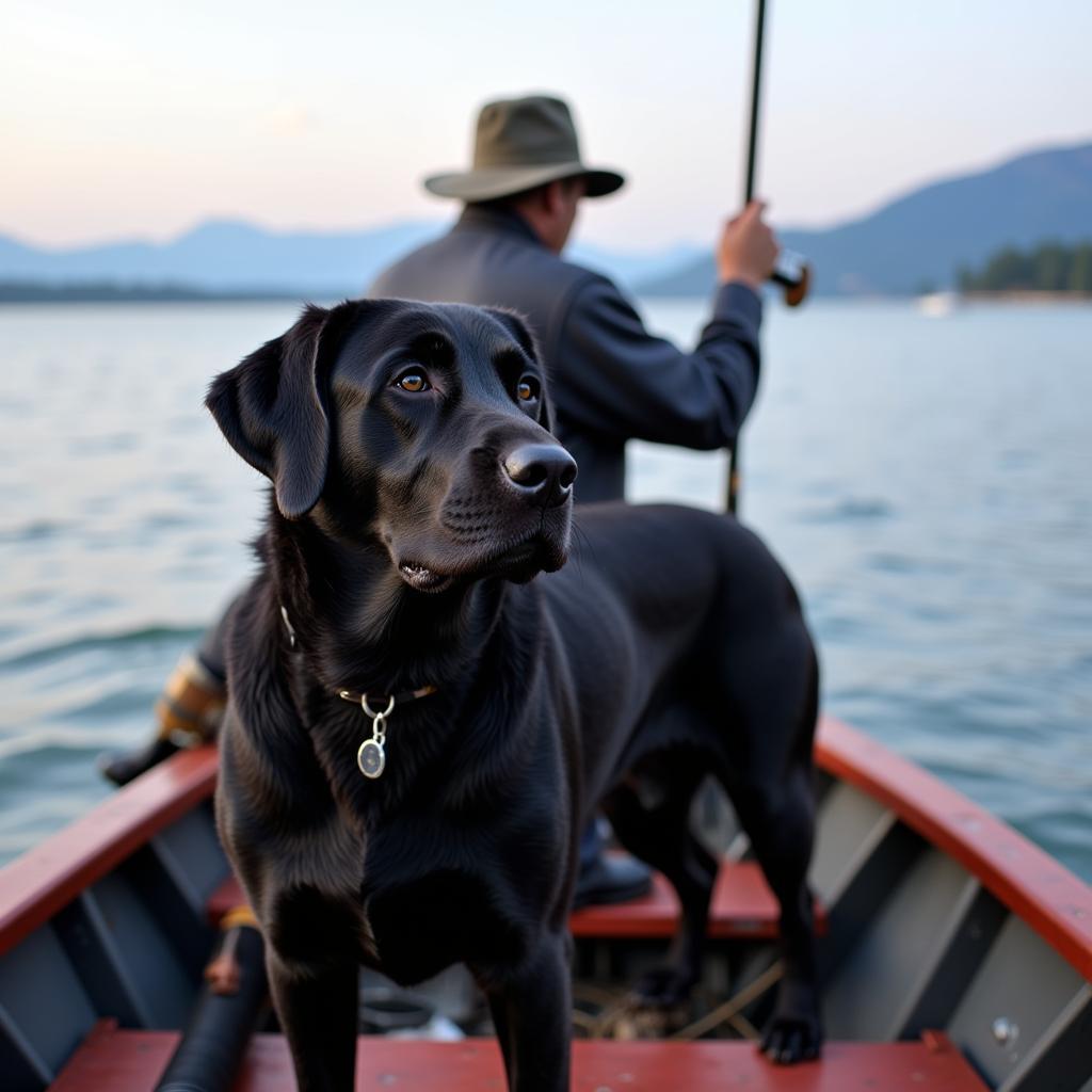 Labrador Retriever Working with Fishermen