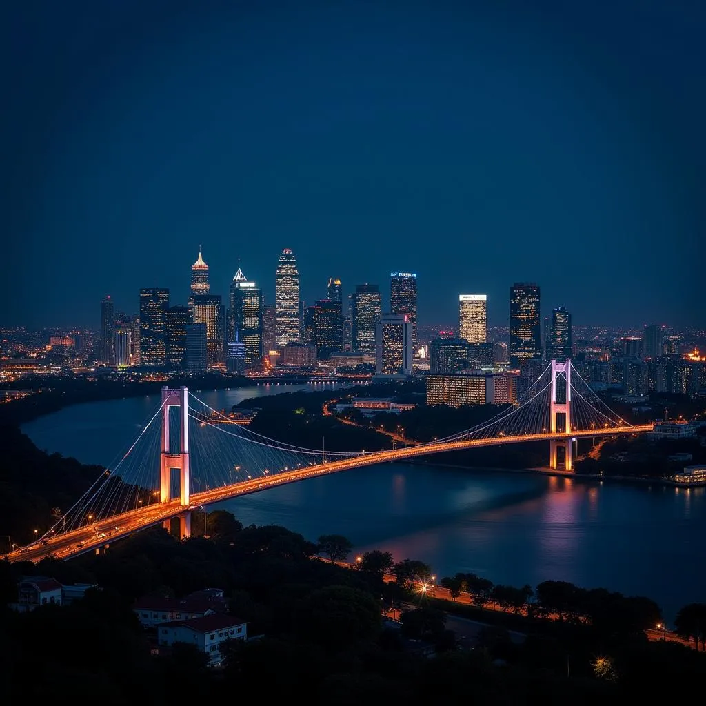 Modern Skyline of Lagos at Night