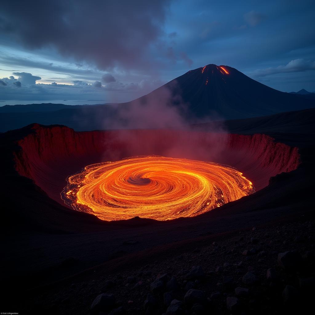 Lake Nyiragongo's lava lake in the Democratic Republic of Congo