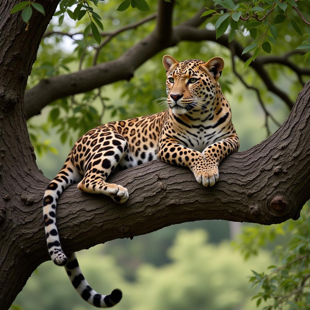 Leopard resting in a tree