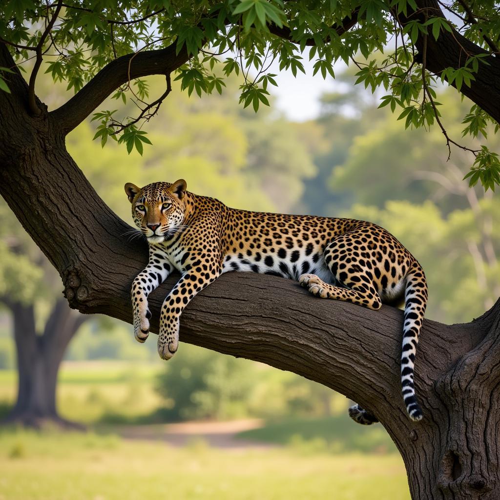 Leopard Relaxing in a Tree