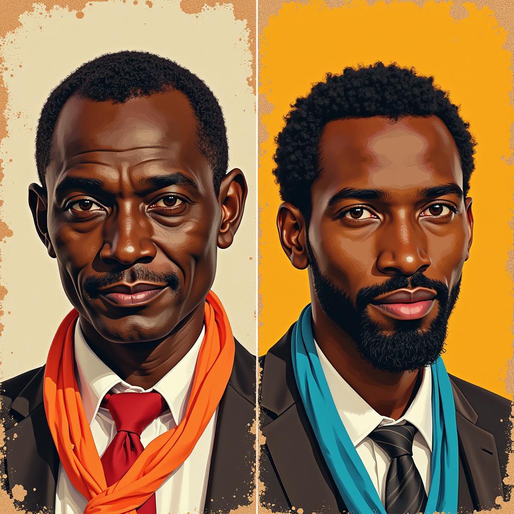 Portraits of Léopold Sédar Senghor and Mongo Beti