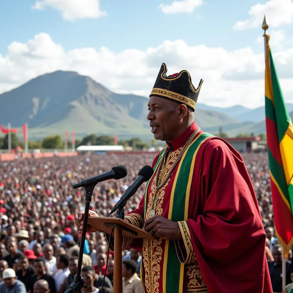 King Letsie III addressing the nation