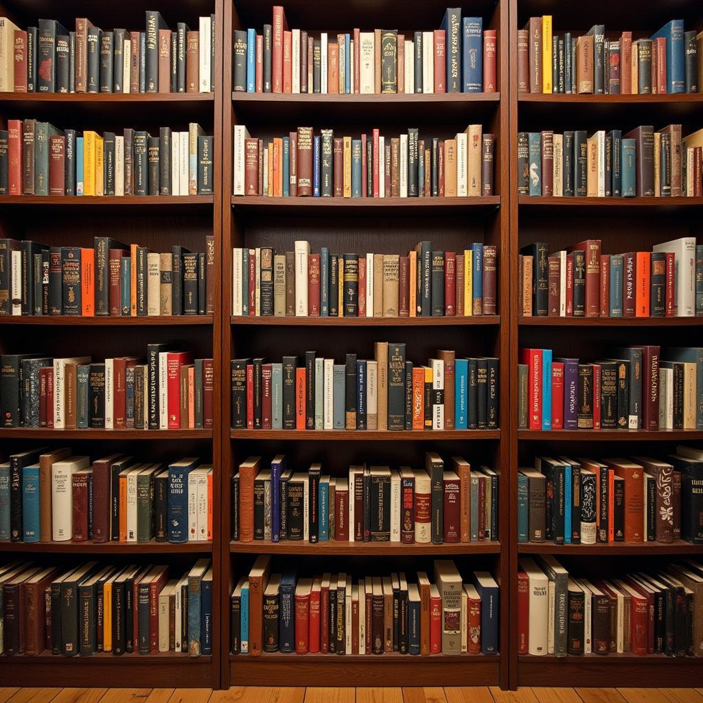 Library shelves with an array of books