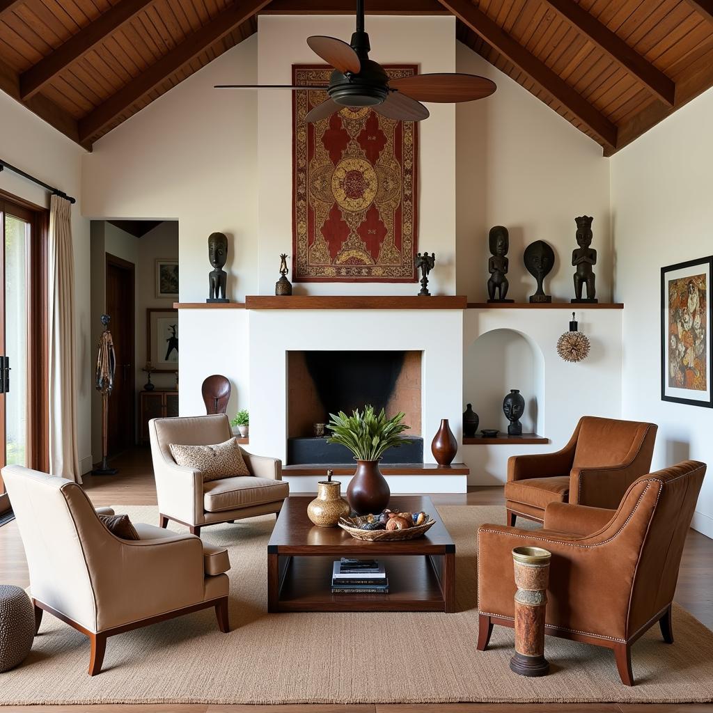 Inviting Living Room with Authentic African Decor