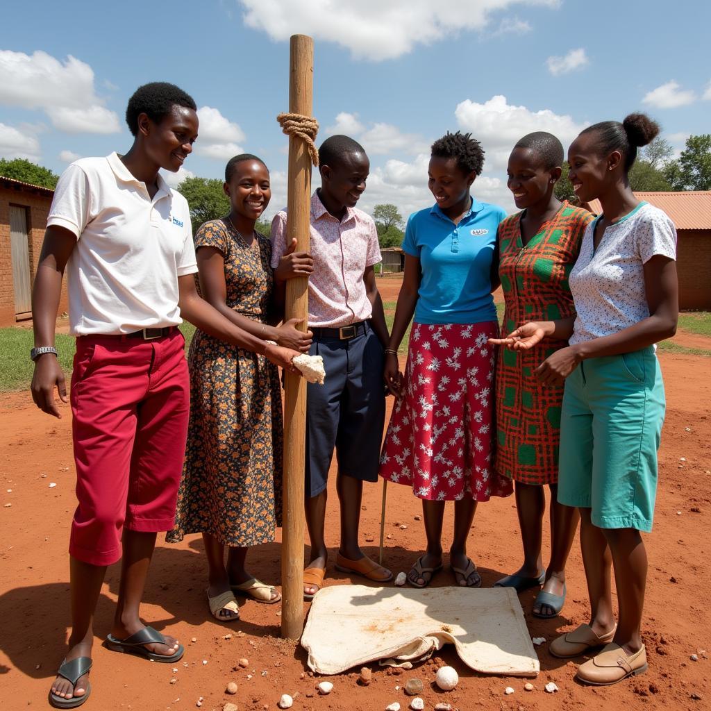 Loven volunteers working with an African community