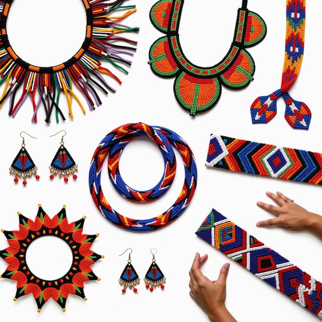 Colorful Maasai Beadwork Jewelry: Necklaces, Bracelets, and Earrings