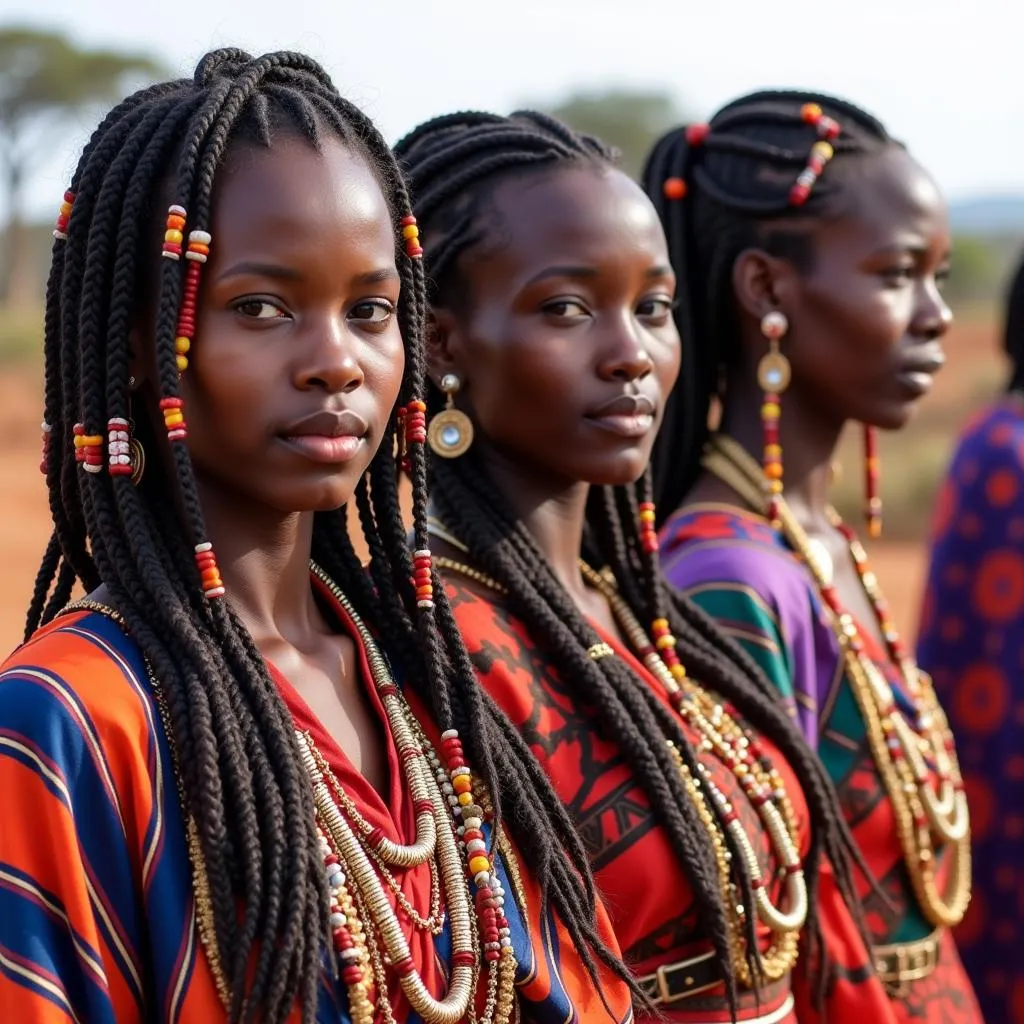 Maasai Women with Intricate Braids