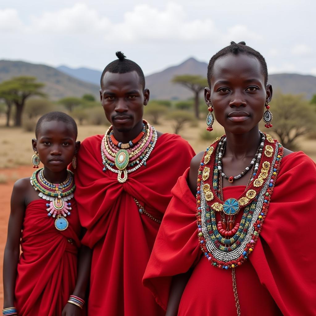 Maasai People in Traditional Attire