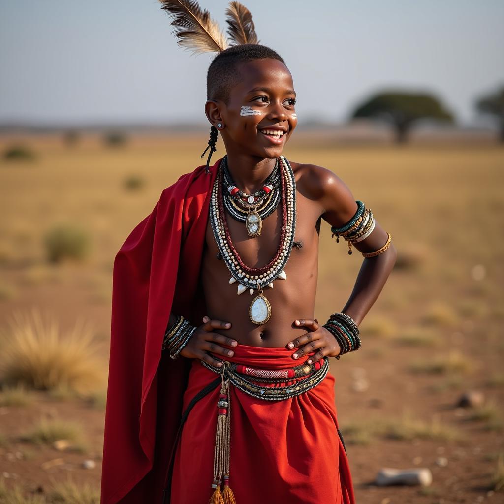 Boy in Maasai Warrior Costume