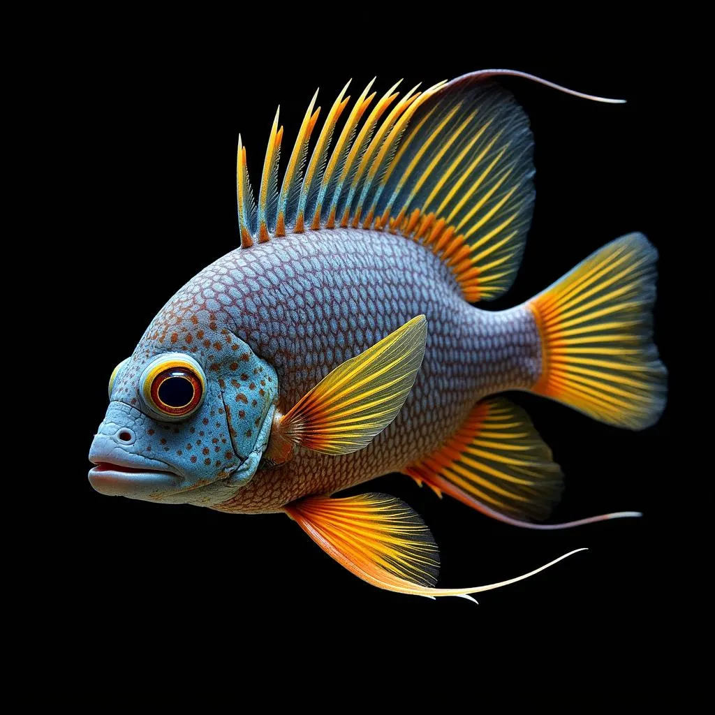 Male African Cichlid Hap Displaying Bright Colors