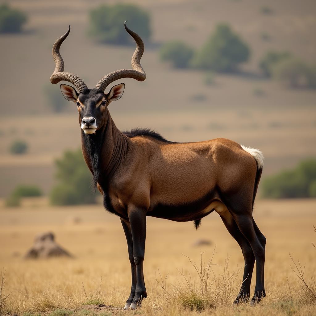 Male kob in a territorial display