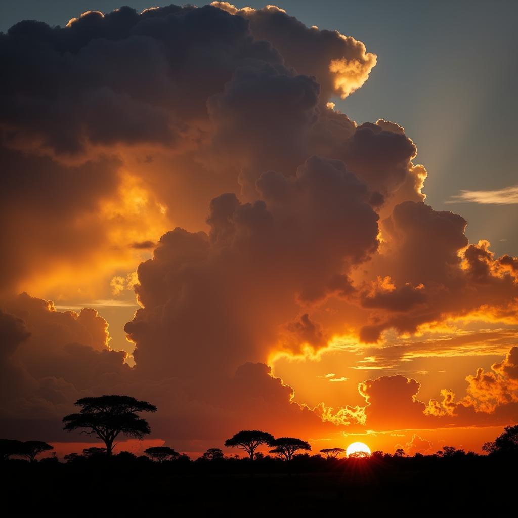 Mammatus Clouds at Sunset in Africa