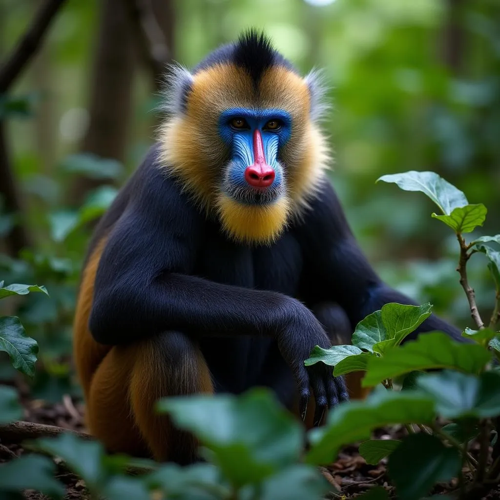 Mandrill in its natural habitat