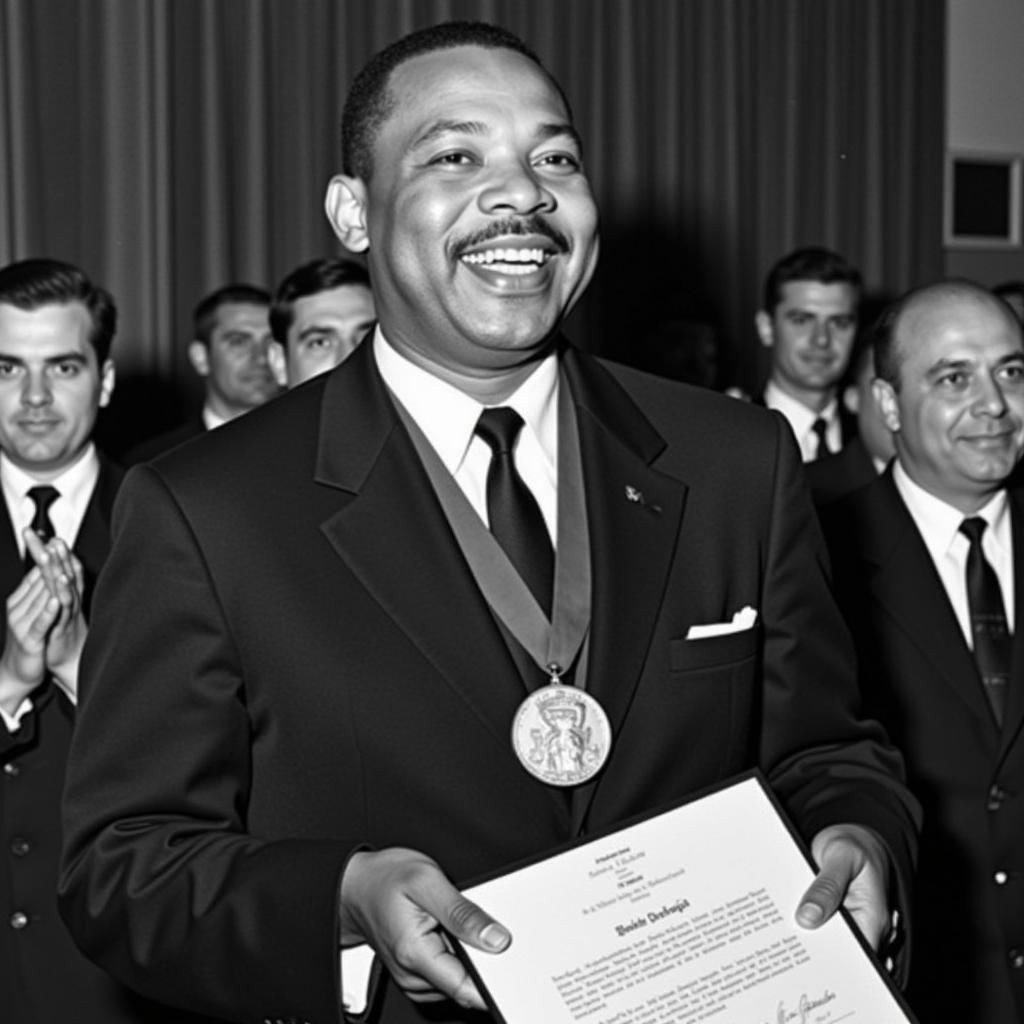 Dr. Martin Luther King Jr. receiving the Nobel Peace Prize