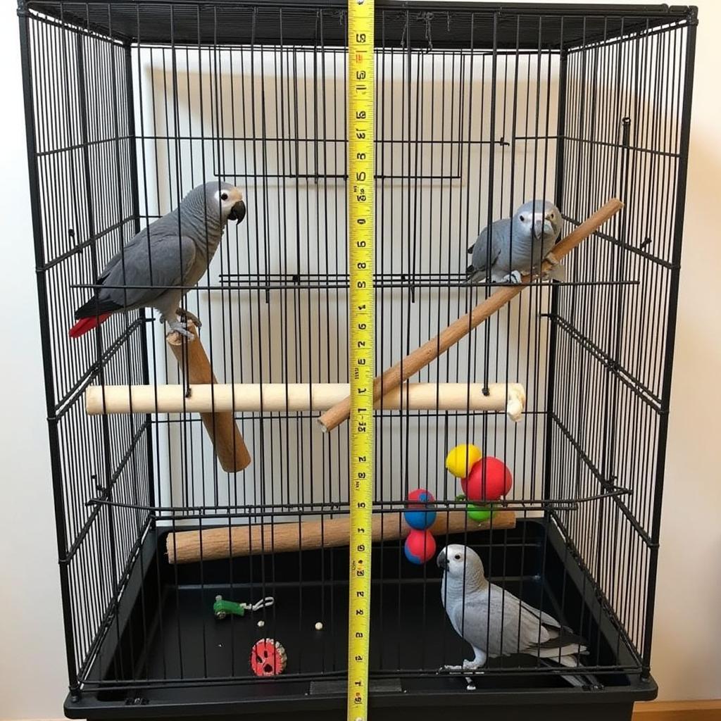 Measuring African Grey Corner Cage Dimensions 