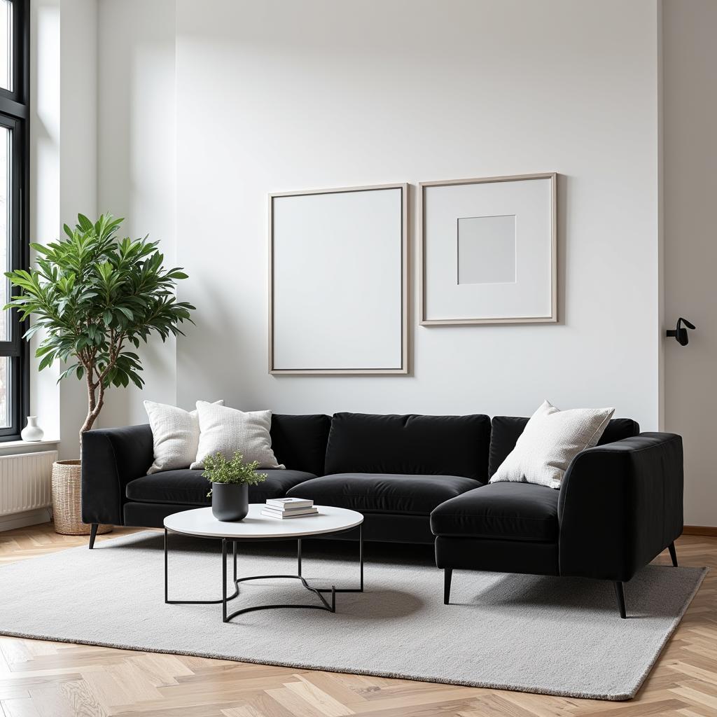 Minimalist Black and white living room