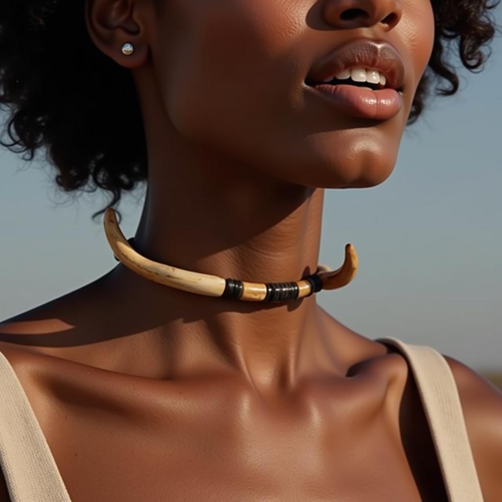 Modern African chokers on display.