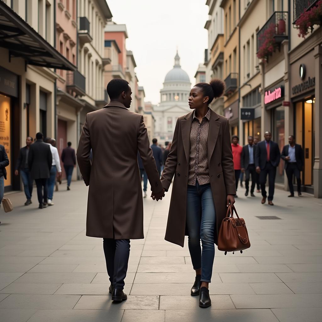 Modern African Couple in a City