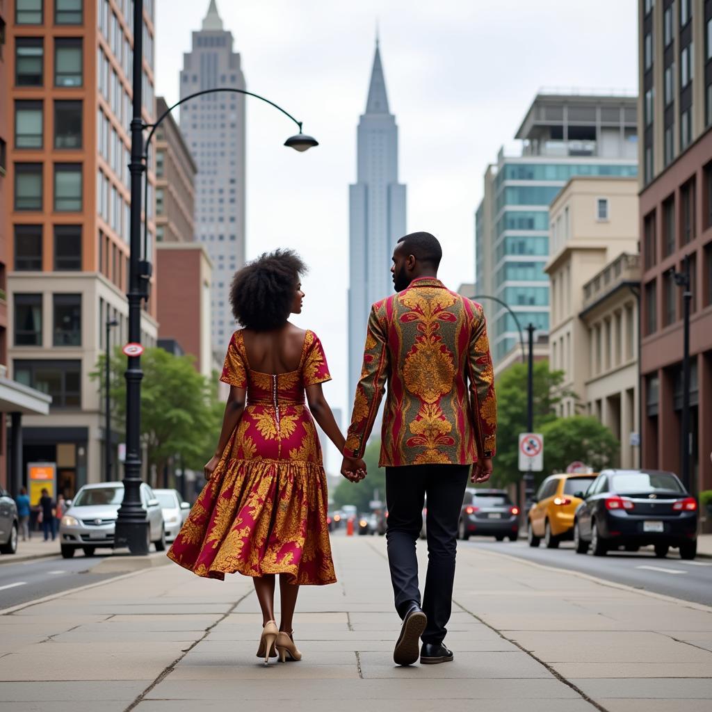 Modern African couple in a city