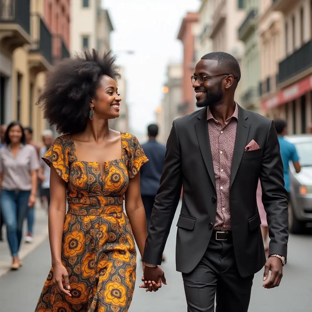 Modern African Couple Enjoying City Life