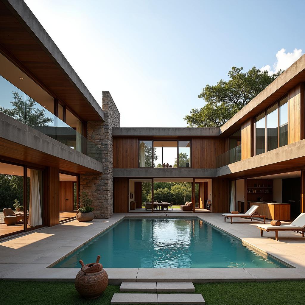 Modern African Home with Pool and Courtyard