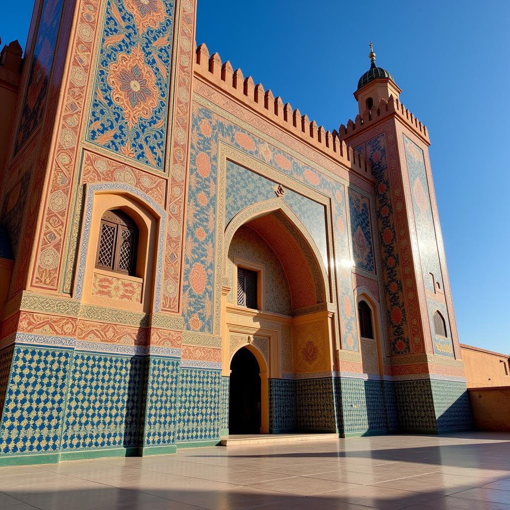 Intricate details of a Moroccan mosque