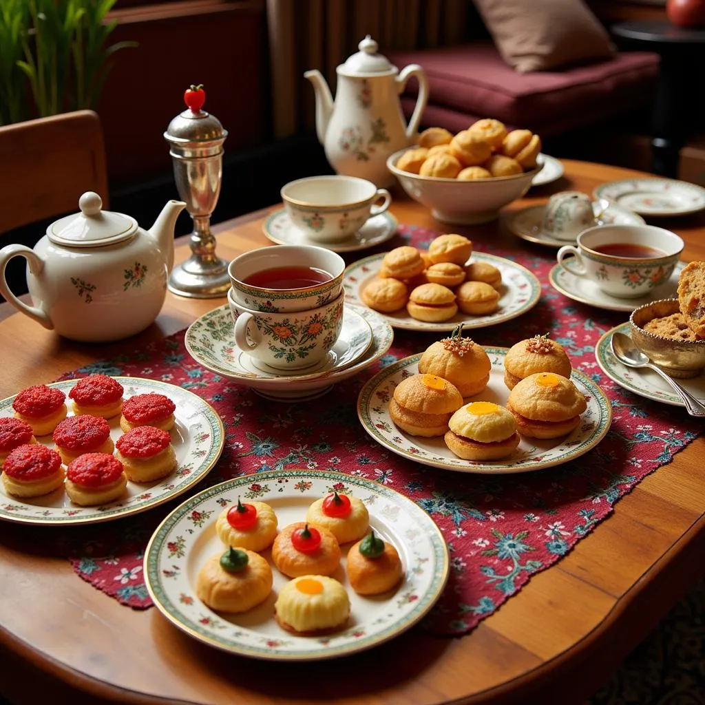 Moroccan tea ceremony with traditional pastries.