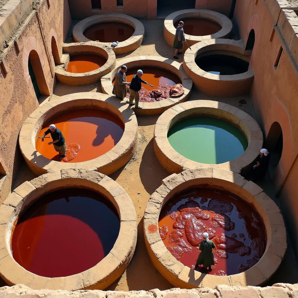 Leather tannery in Fes, Morocco