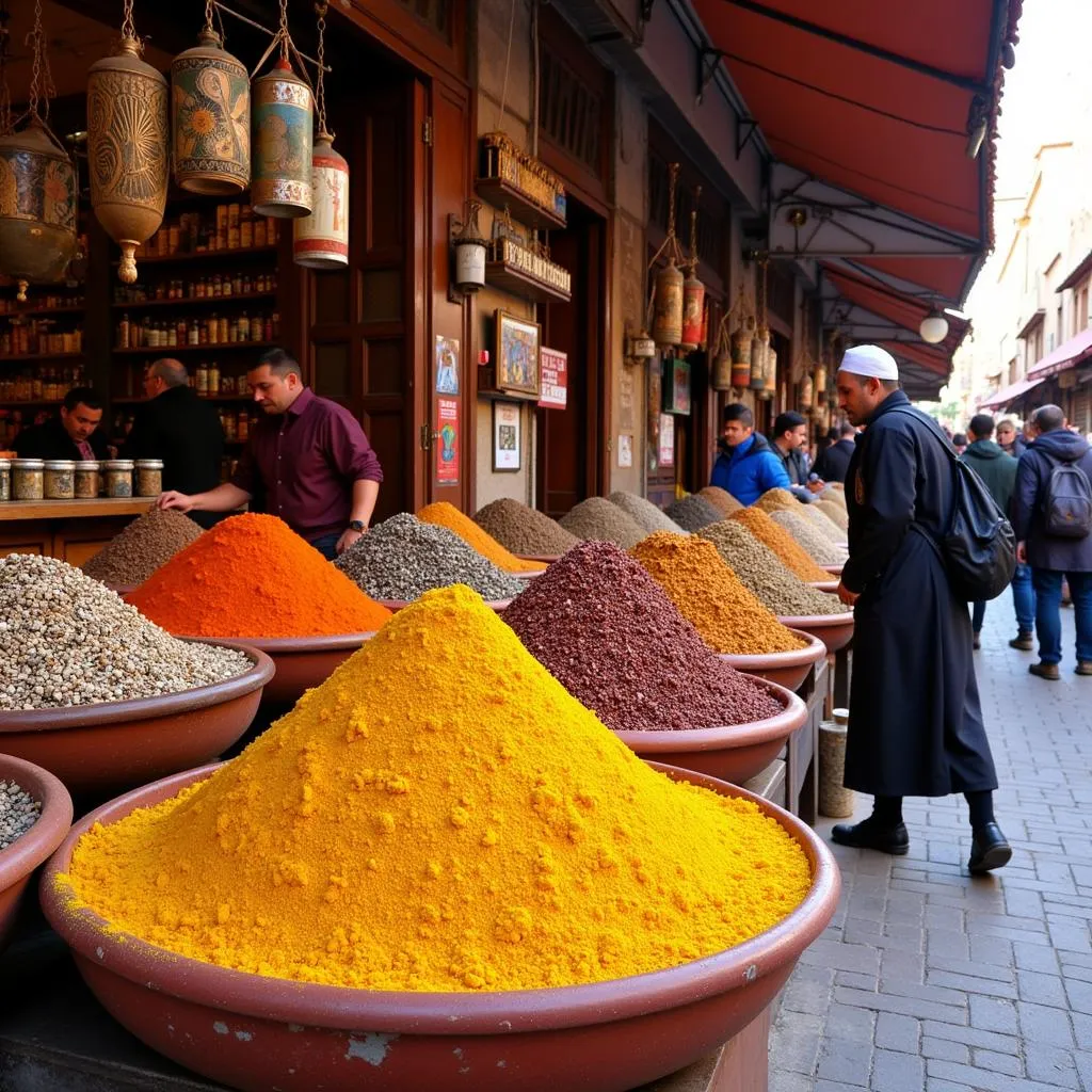 Spices on display in Marrakech market