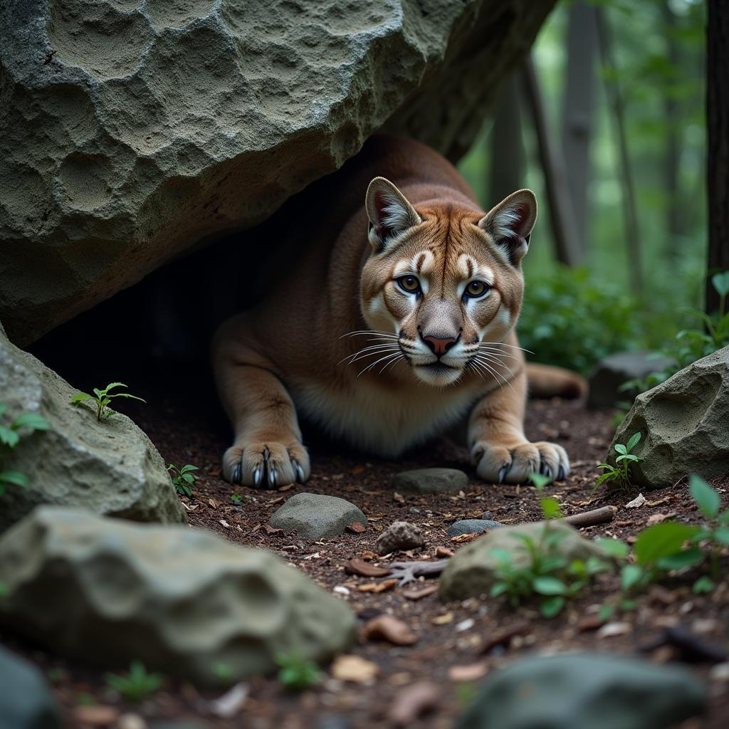 Mountain Lion Ambushing Prey