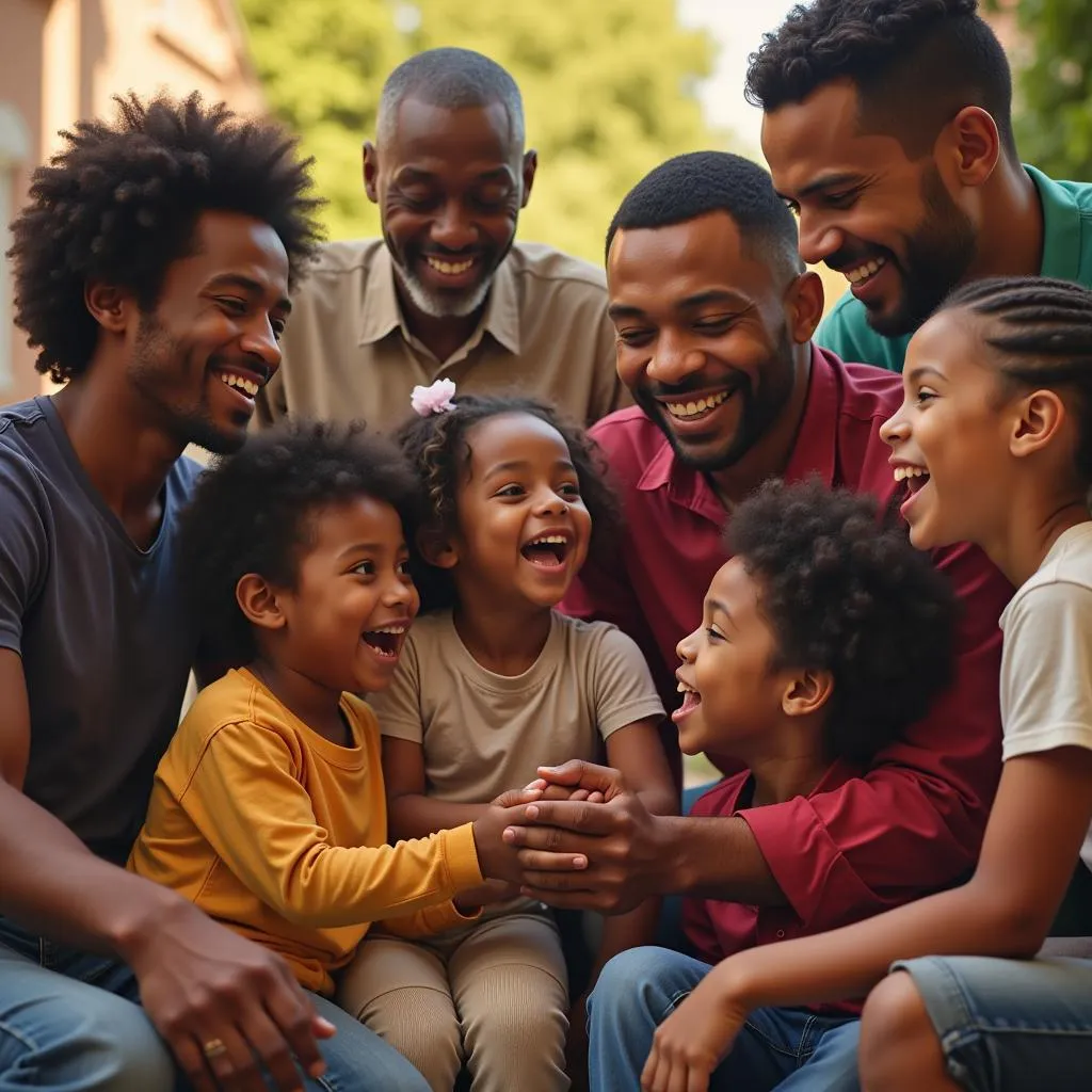 Multi-generational African American family gathering