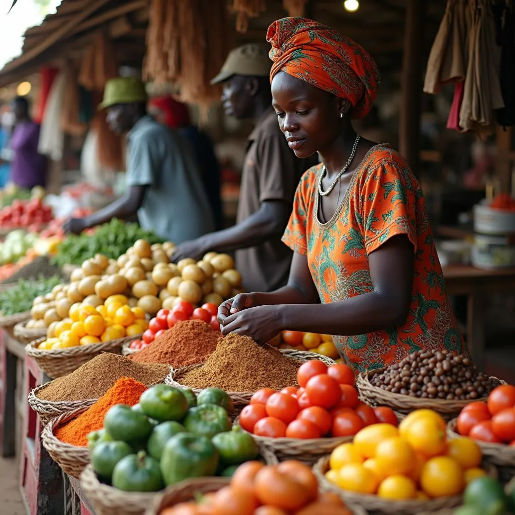 Traditional African Food Market in Nairobi