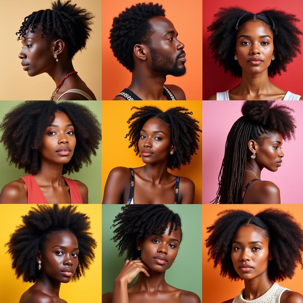 Magazine spread showcasing a variety of natural hairstyles