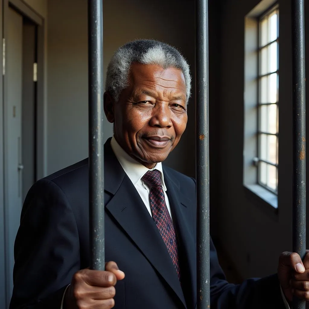 Nelson Mandela during his imprisonment on Robben Island